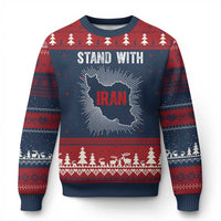 Free Iran Support Ugly Christmas Sweater Stand With Iran