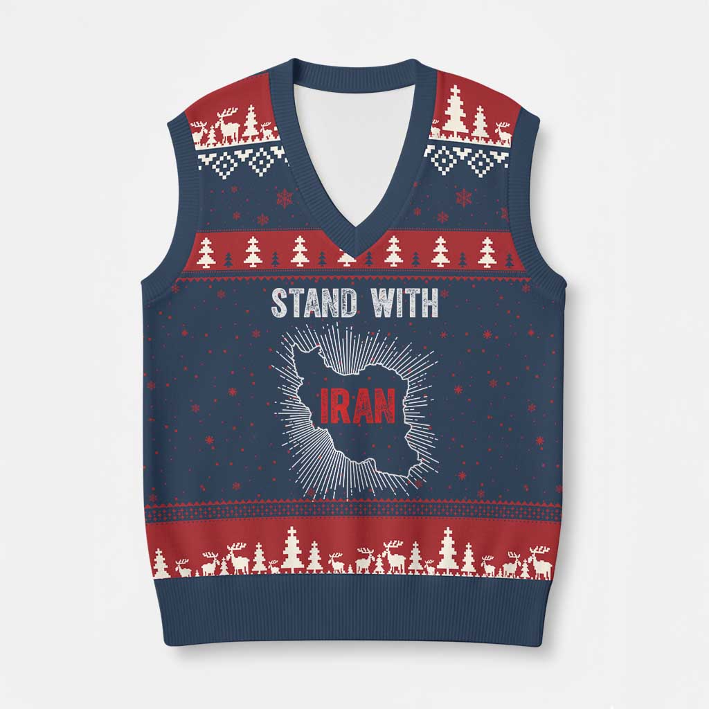 Free Iran Support V-Neck Knit Sweater Vest Stand With Iran
