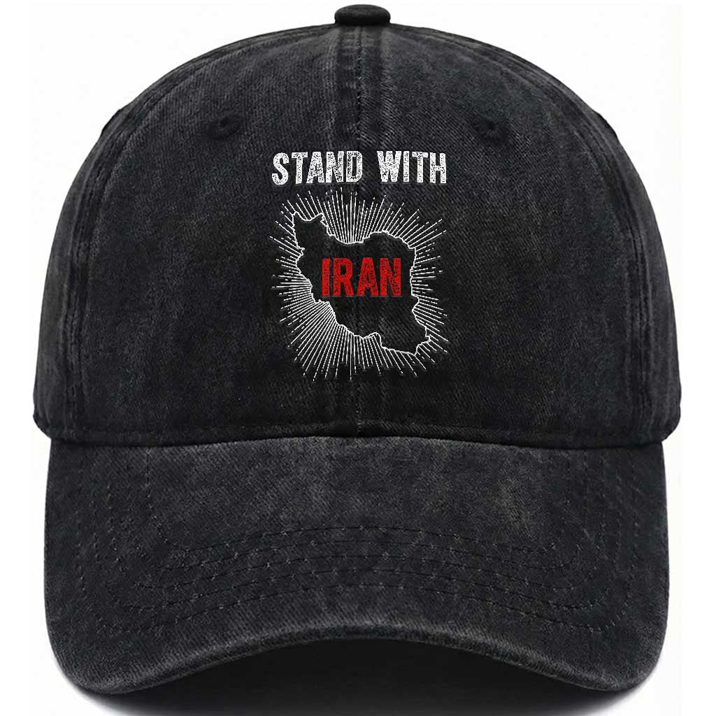 Free Iran Support Washed Cotton Baseball Cap Stand With Iran