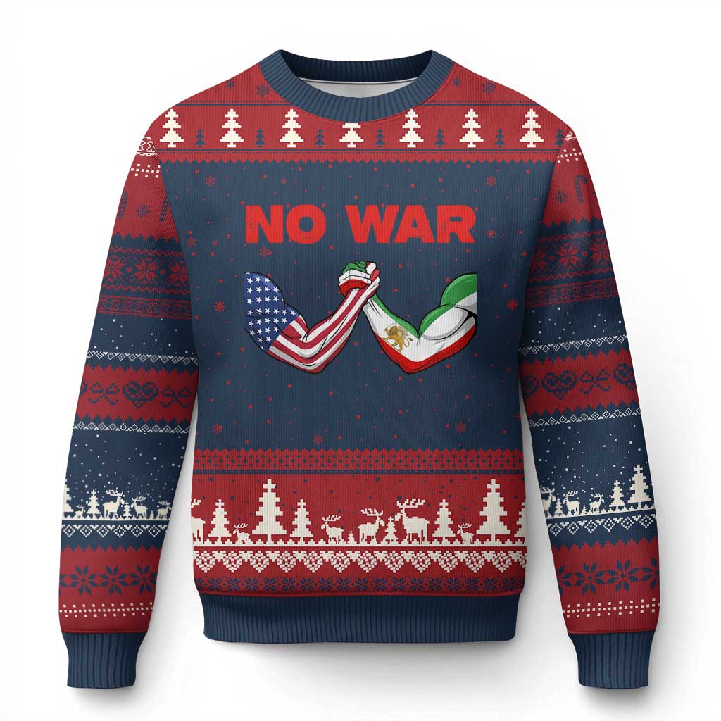 Free Iran Ugly Christmas Sweater No War Support Iranian Freedom