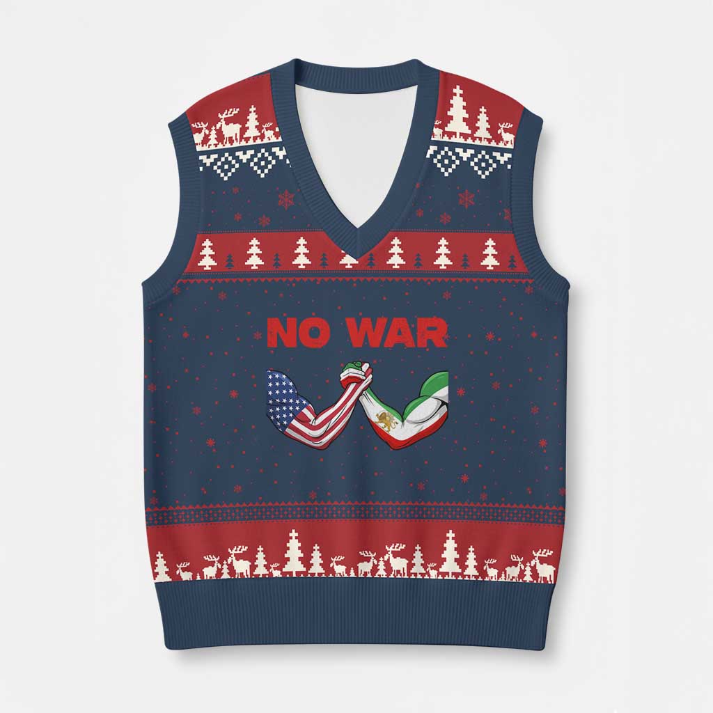 Free Iran V-Neck Knit Sweater Vest No War Support Iranian Freedom