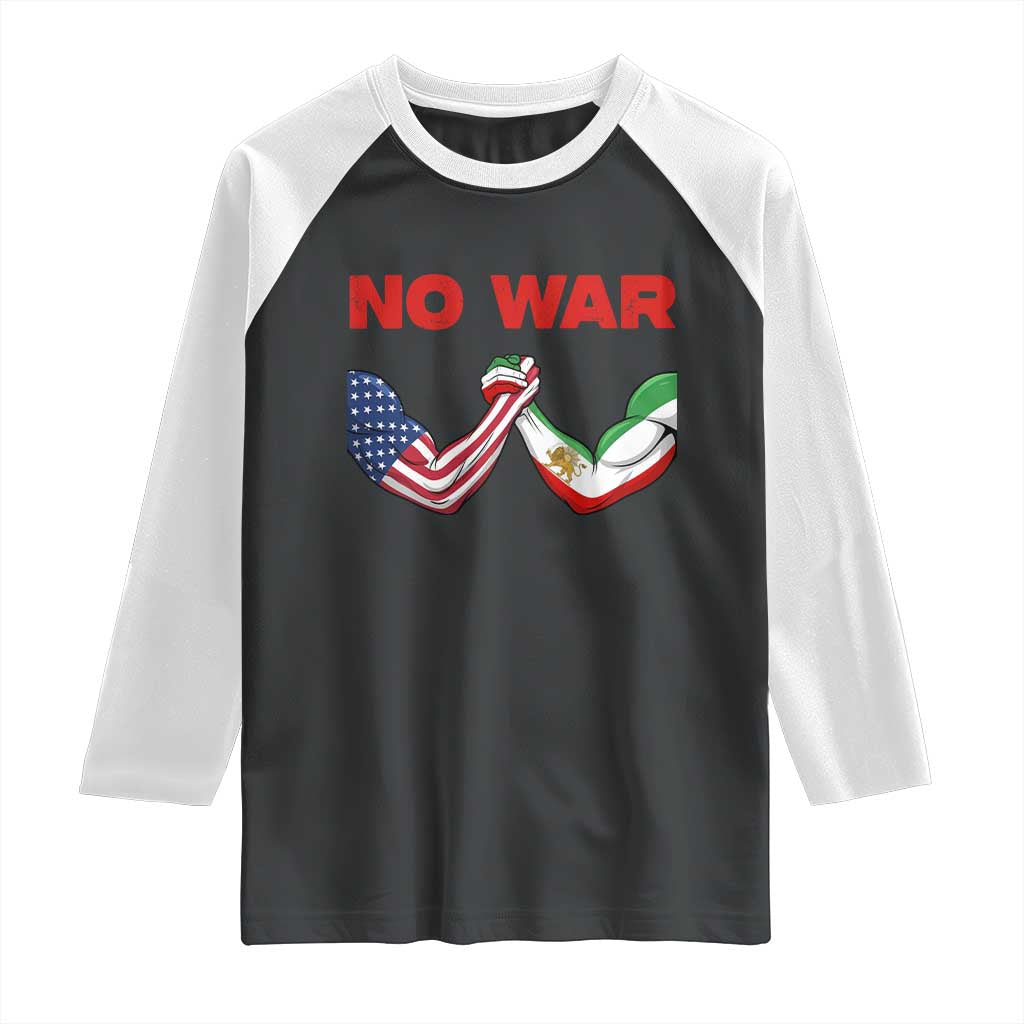 Free Iran Raglan Shirt No War Support Iranian Freedom