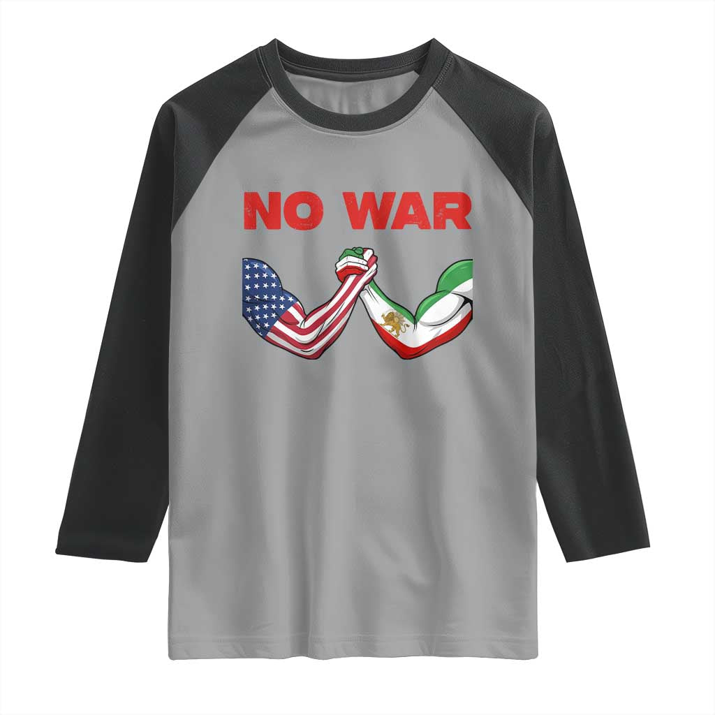 Free Iran Raglan Shirt No War Support Iranian Freedom