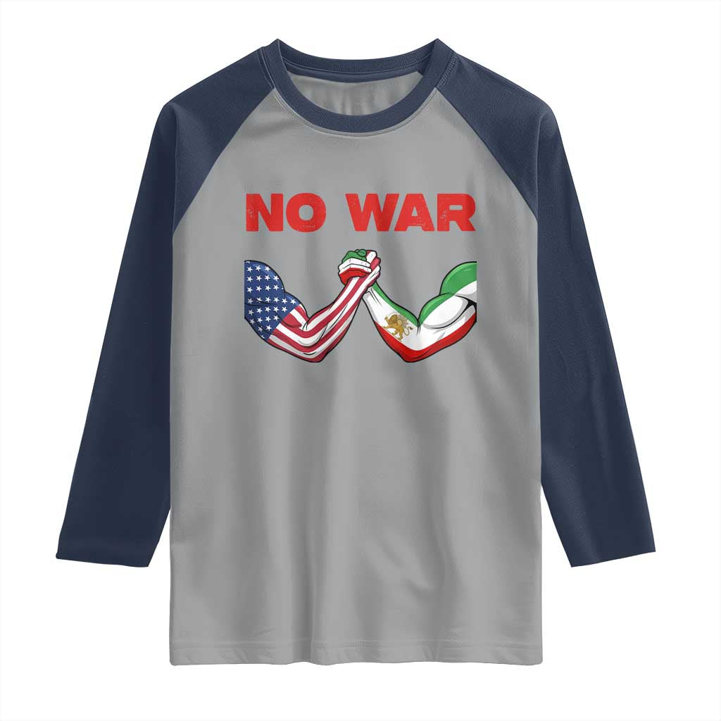 Free Iran Raglan Shirt No War Support Iranian Freedom