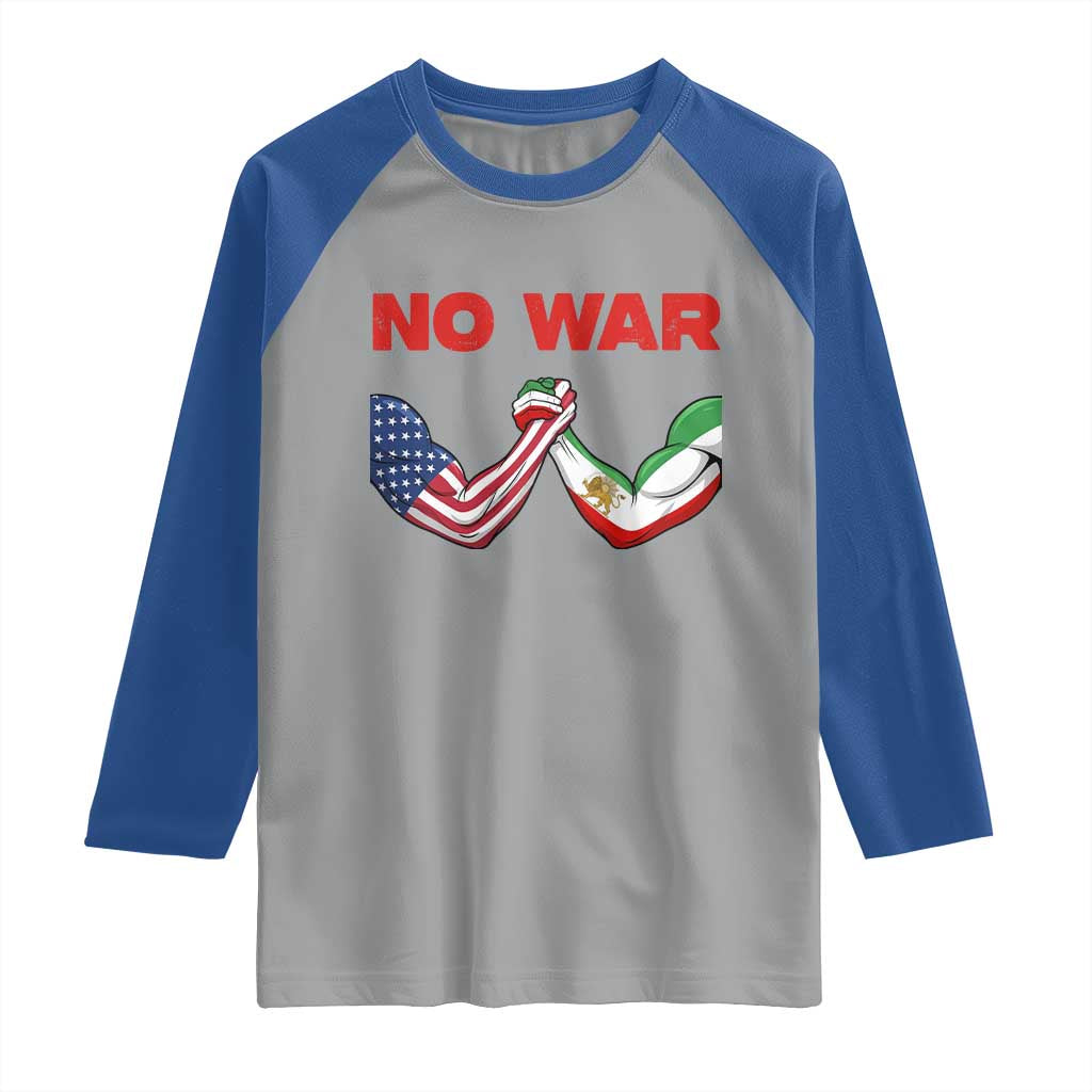 Free Iran Raglan Shirt No War Support Iranian Freedom