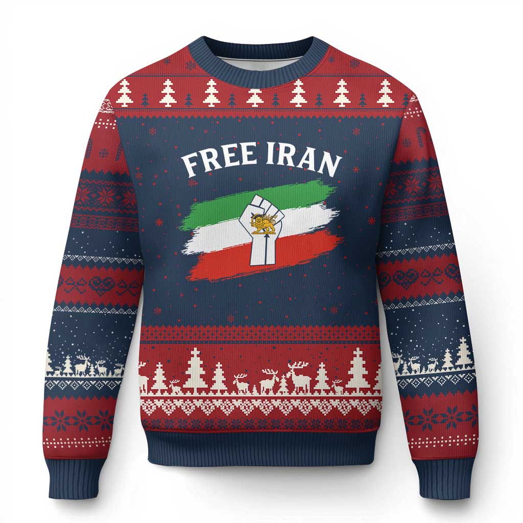 Free Iran Ugly Christmas Sweater Support Iranian Freedom No War