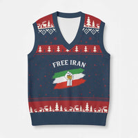 Free Iran V-Neck Knit Sweater Vest Support Iranian Freedom No War