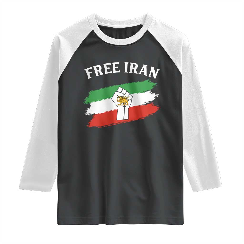 Free Iran Raglan Shirt Support Iranian Freedom No War