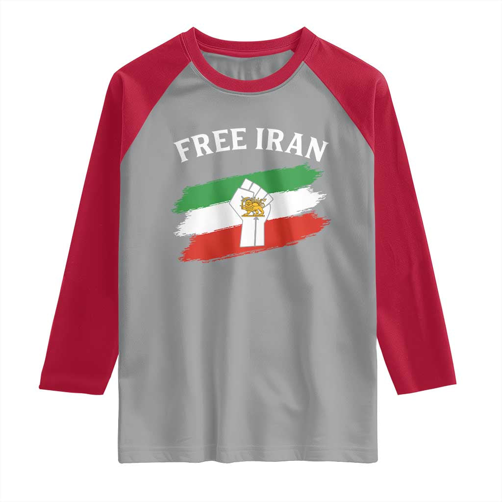 Free Iran Raglan Shirt Support Iranian Freedom No War