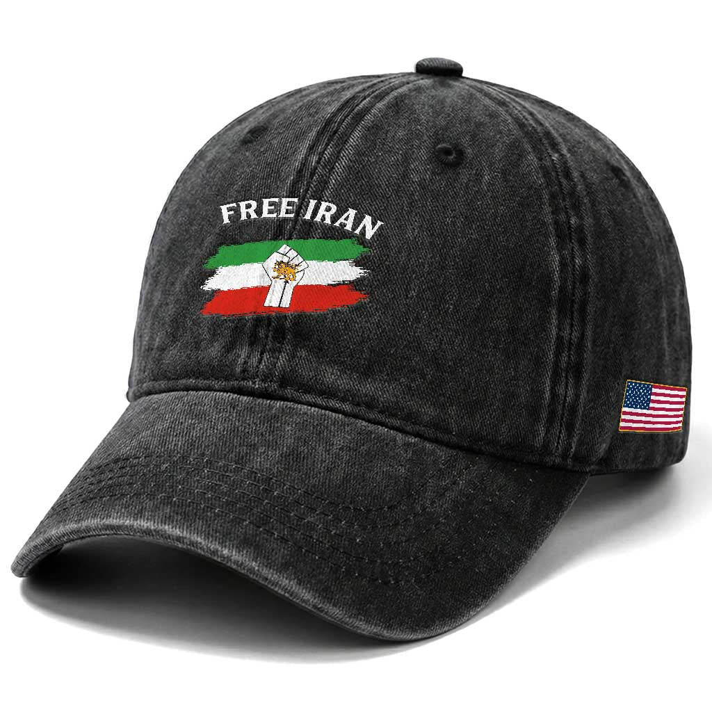 Free Iran Washed Cotton Baseball Cap Support Iranian Freedom No War