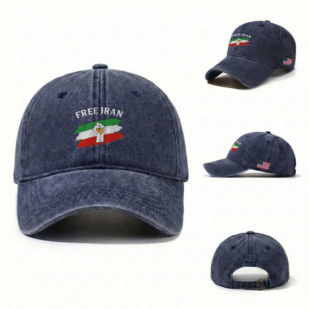 Free Iran Washed Cotton Baseball Cap Support Iranian Freedom No War