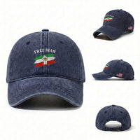 Free Iran Washed Cotton Baseball Cap Support Iranian Freedom No War