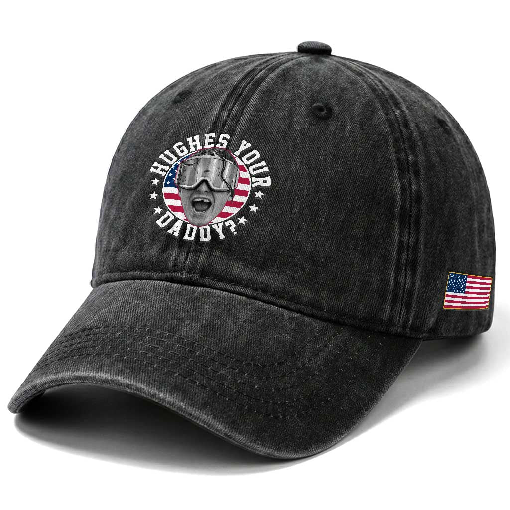 Funny Hughes Your Daddy Ice Hockey Fan Washed Cotton Baseball Cap Golden Goal Champions Celebration