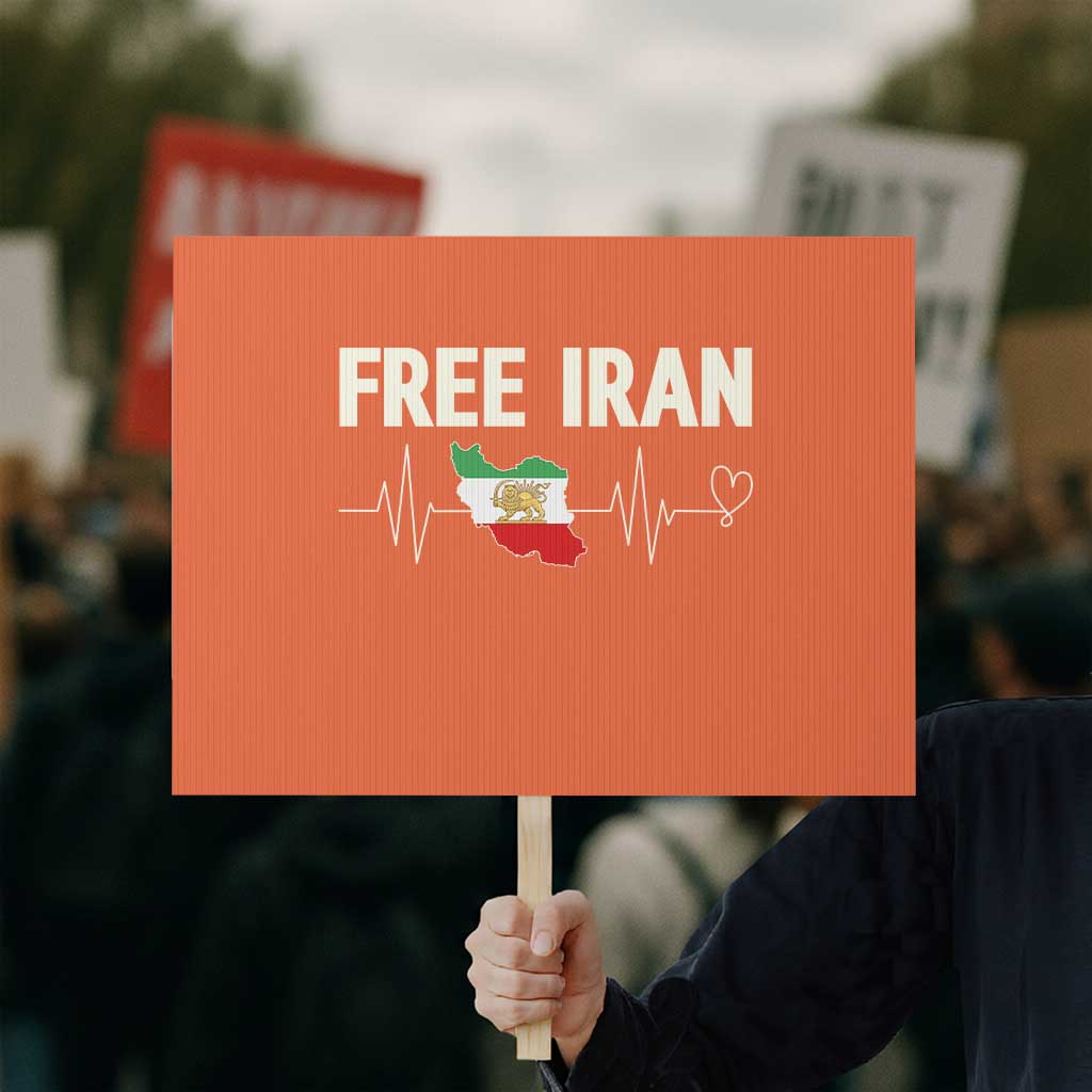 Free Iran Flag Protest Sign Support Iranian Freedom