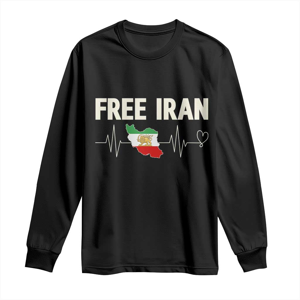 Free Iran Flag Long Sleeve Shirt Support Iranian Freedom