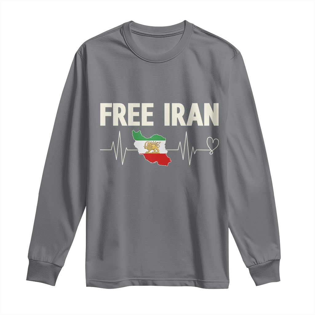 Free Iran Flag Long Sleeve Shirt Support Iranian Freedom