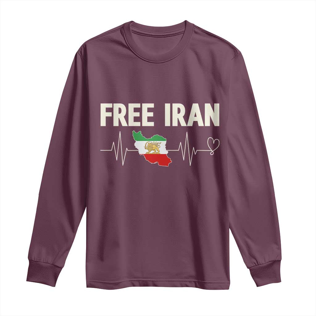 Free Iran Flag Long Sleeve Shirt Support Iranian Freedom