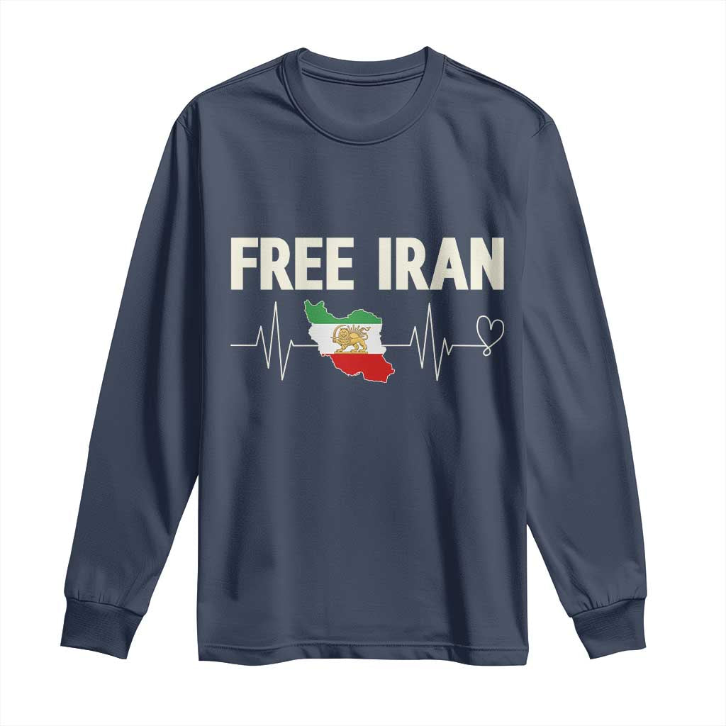 Free Iran Flag Long Sleeve Shirt Support Iranian Freedom
