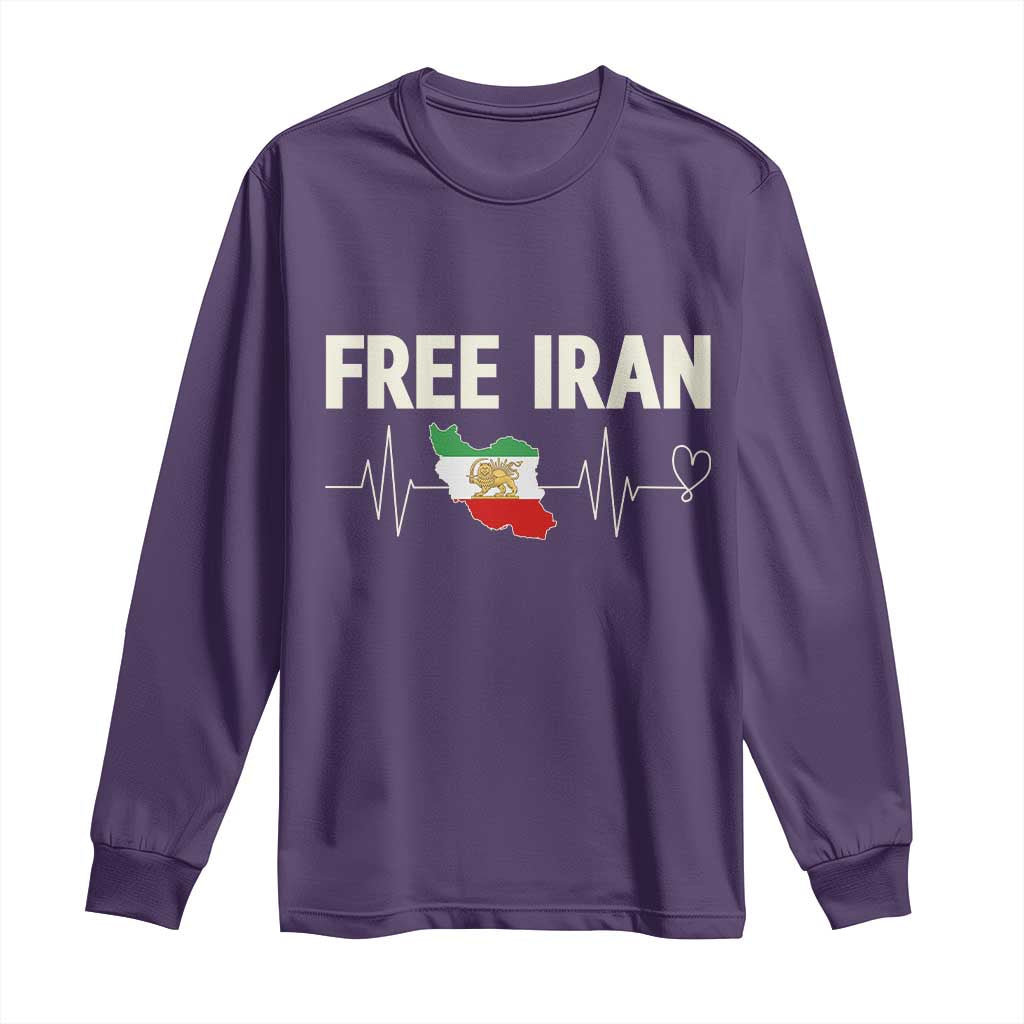 Free Iran Flag Long Sleeve Shirt Support Iranian Freedom