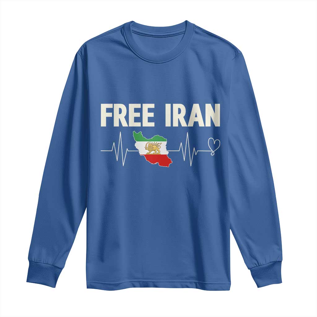 Free Iran Flag Long Sleeve Shirt Support Iranian Freedom