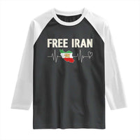 Free Iran Flag Raglan Shirt Support Iranian Freedom