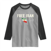 Free Iran Flag Raglan Shirt Support Iranian Freedom