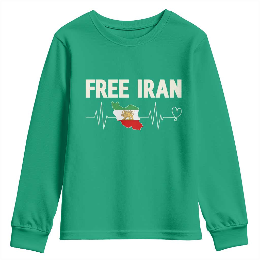 Free Iran Flag Youth Sweatshirt Support Iranian Freedom