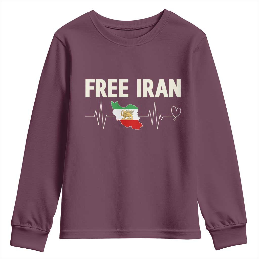 Free Iran Flag Youth Sweatshirt Support Iranian Freedom