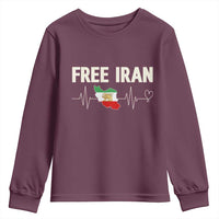 Free Iran Flag Youth Sweatshirt Support Iranian Freedom