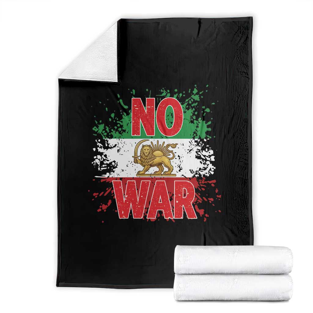 Free Iran Flag Throw Blanket No War Support Iranian Freedom