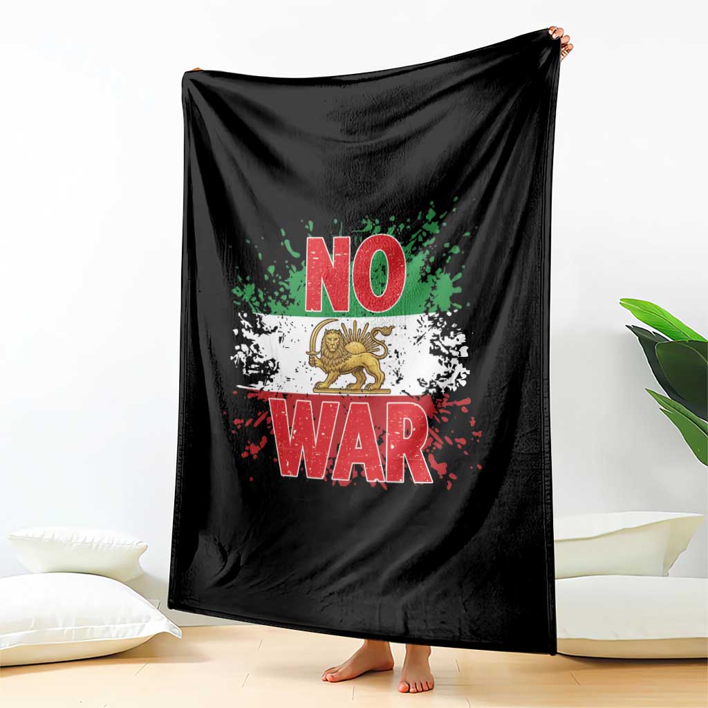 Free Iran Flag Throw Blanket No War Support Iranian Freedom