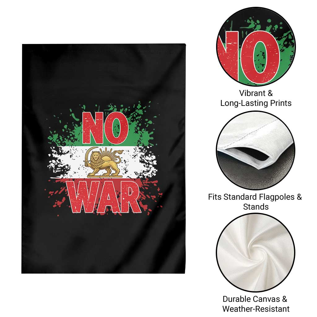 Free Iran Flag Garden Flag No War Support Iranian Freedom