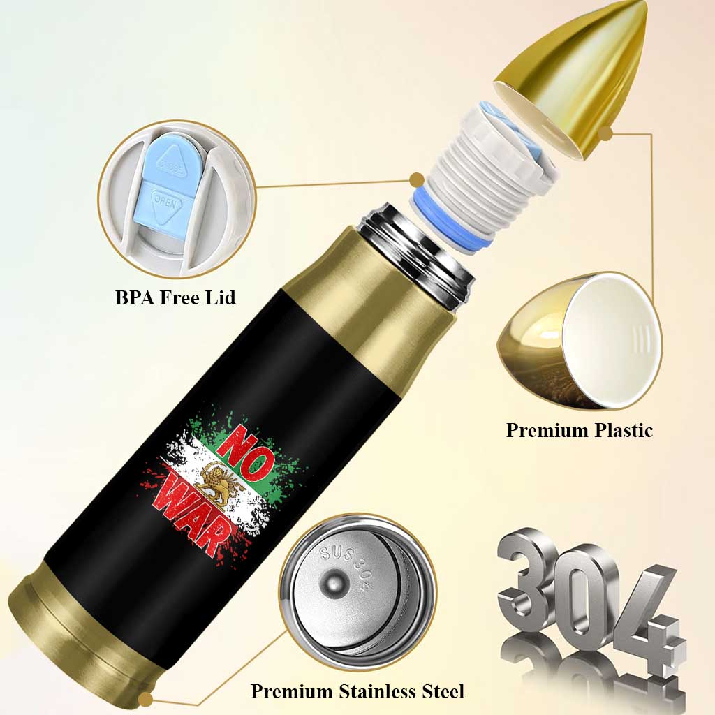 Free Iran Flag Bullet Tumbler No War Support Iranian Freedom