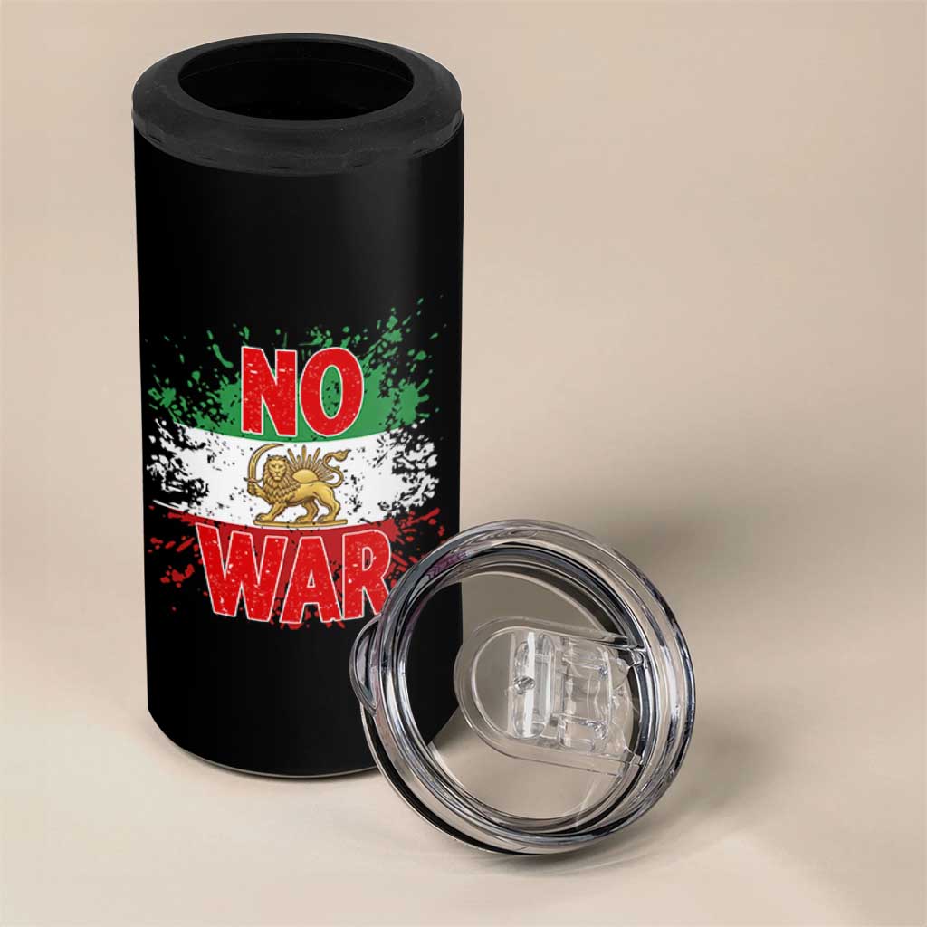 Free Iran Flag 4 in 1 Can Cooler Tumbler No War Support Iranian Freedom