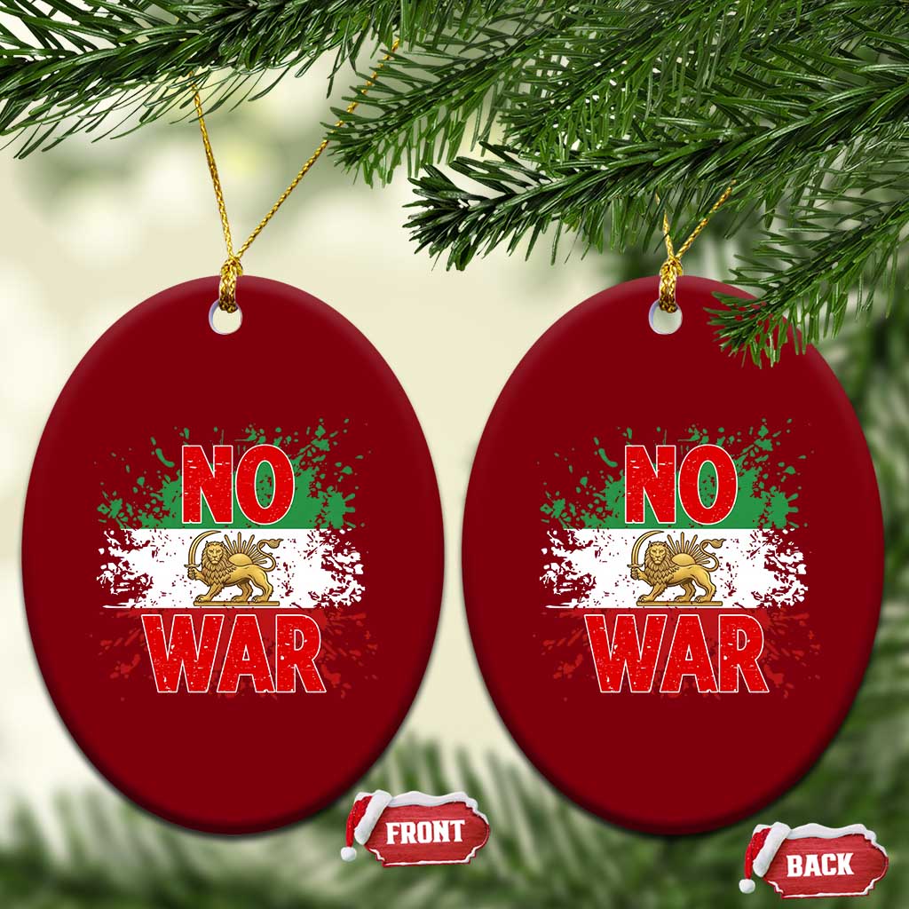 Free Iran Flag Ceramic Ornament No War Support Iranian Freedom
