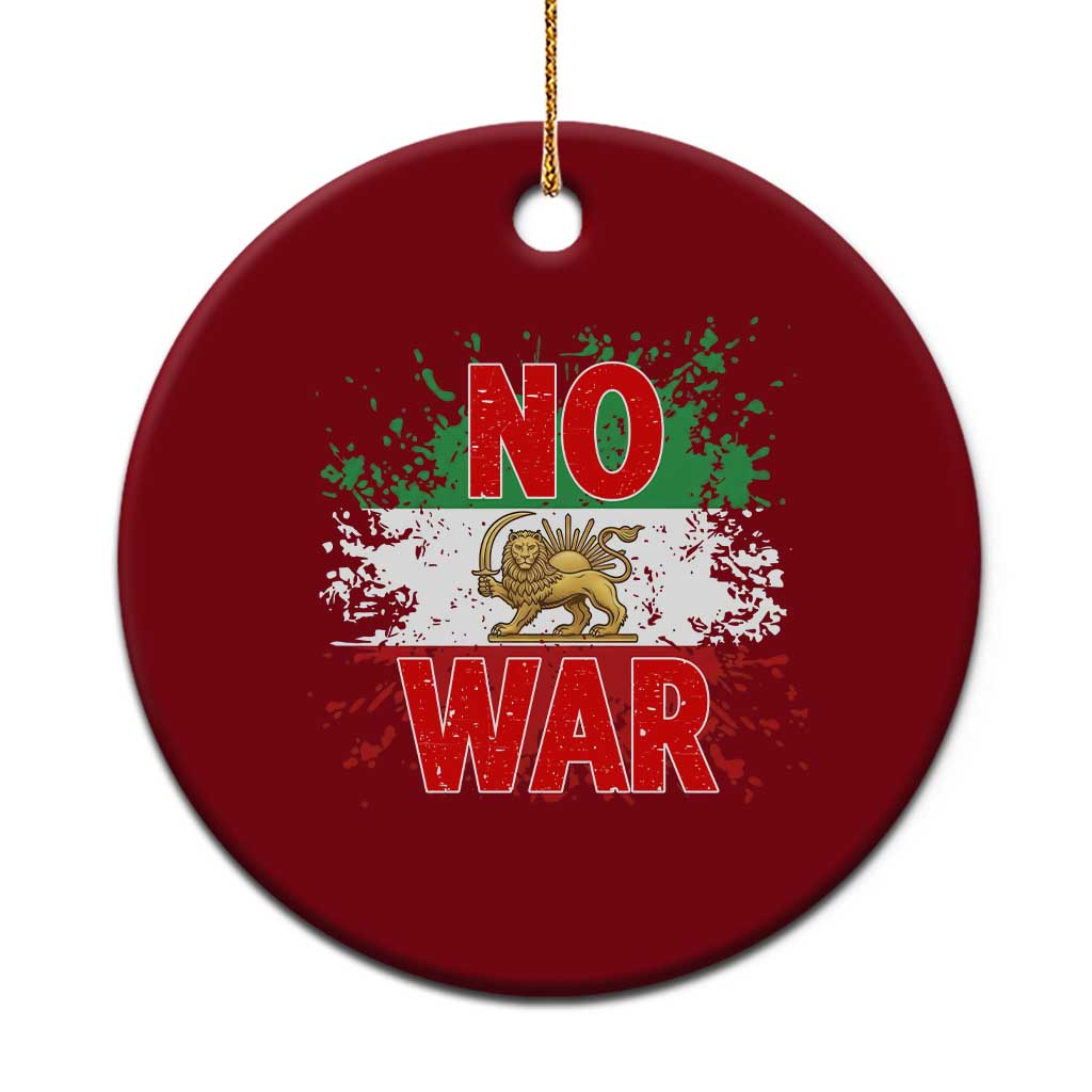 Free Iran Flag Ceramic Ornament No War Support Iranian Freedom
