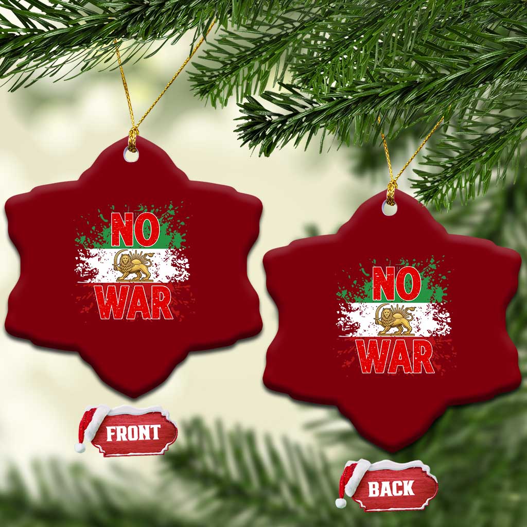 Free Iran Flag Ceramic Ornament No War Support Iranian Freedom