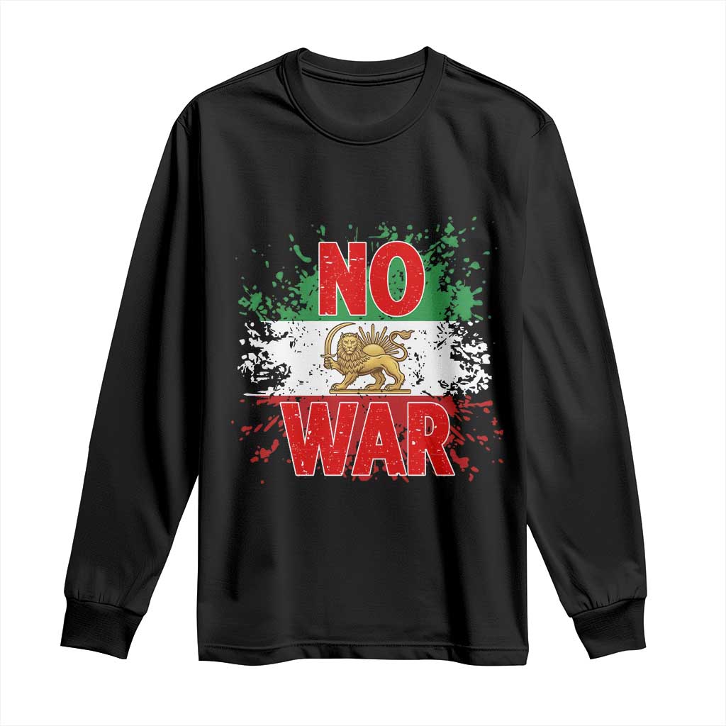 Free Iran Flag Long Sleeve Shirt No War Support Iranian Freedom