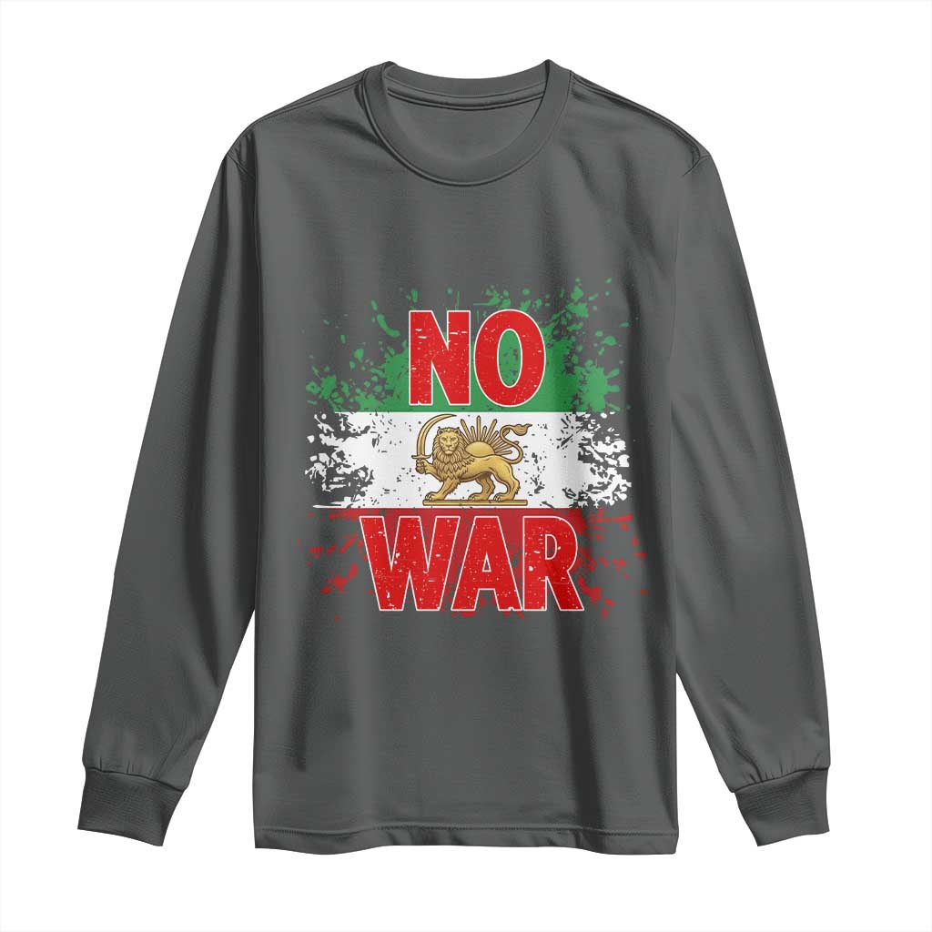 Free Iran Flag Long Sleeve Shirt No War Support Iranian Freedom