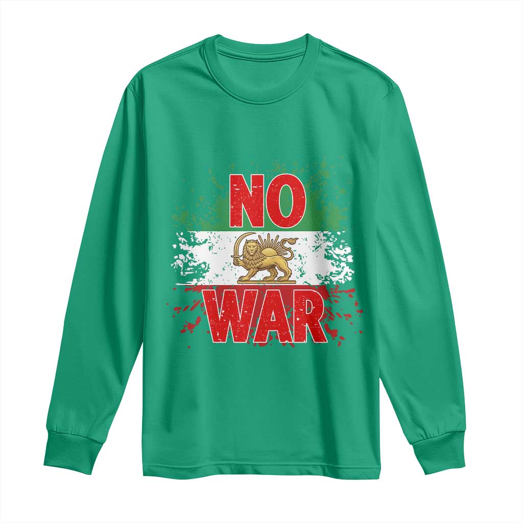 Free Iran Flag Long Sleeve Shirt No War Support Iranian Freedom