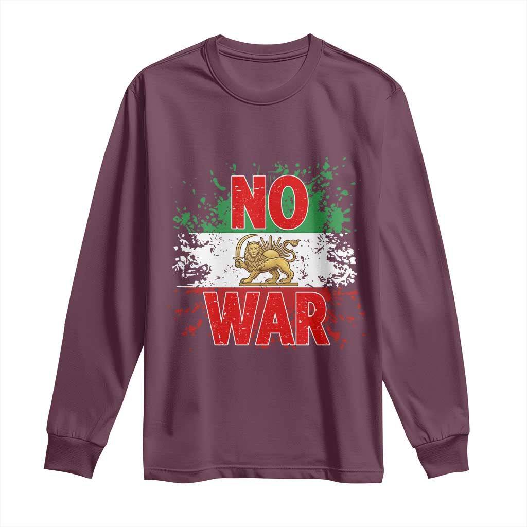 Free Iran Flag Long Sleeve Shirt No War Support Iranian Freedom