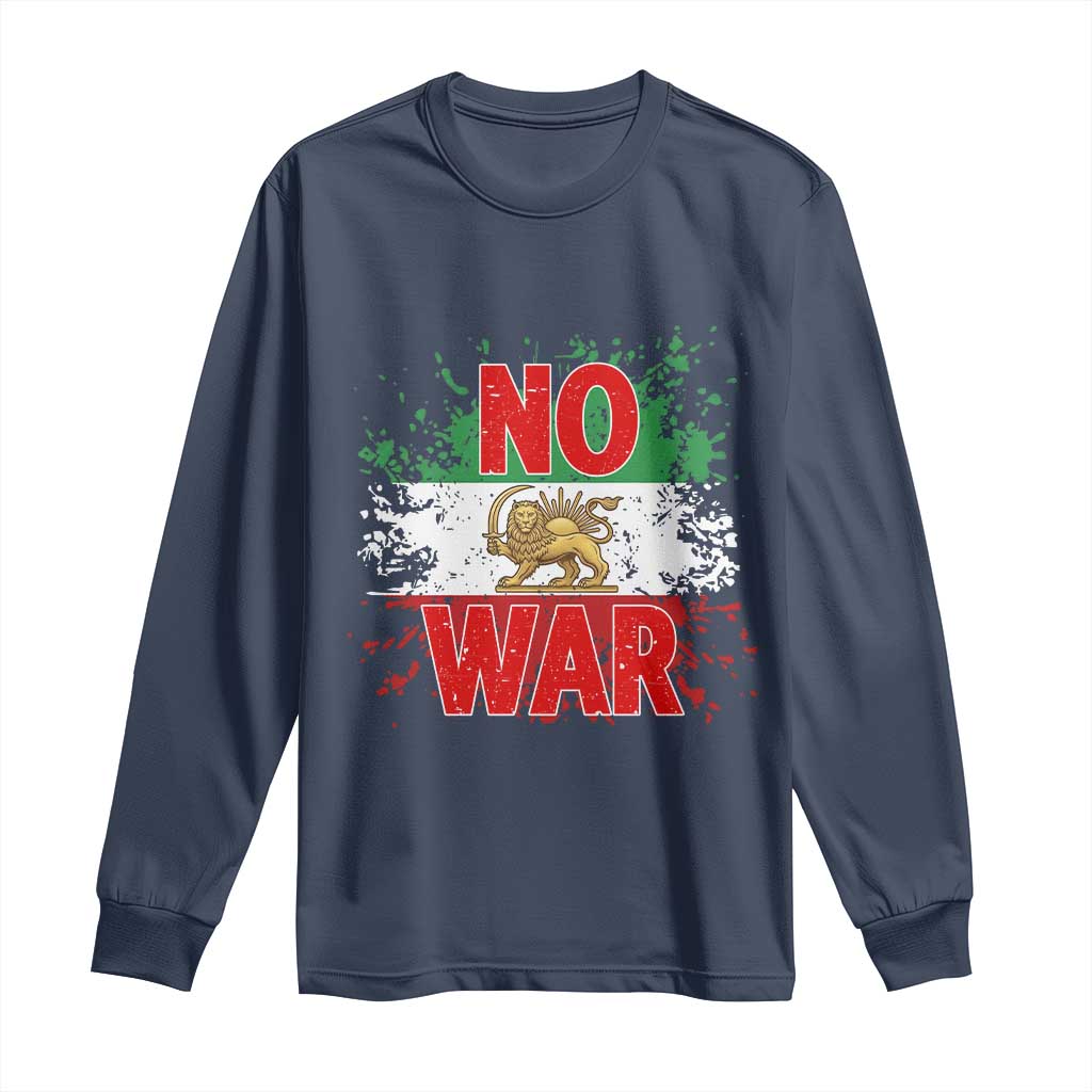 Free Iran Flag Long Sleeve Shirt No War Support Iranian Freedom