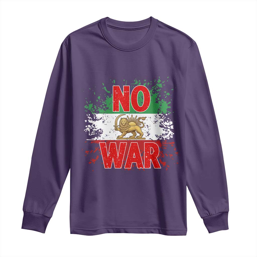 Free Iran Flag Long Sleeve Shirt No War Support Iranian Freedom