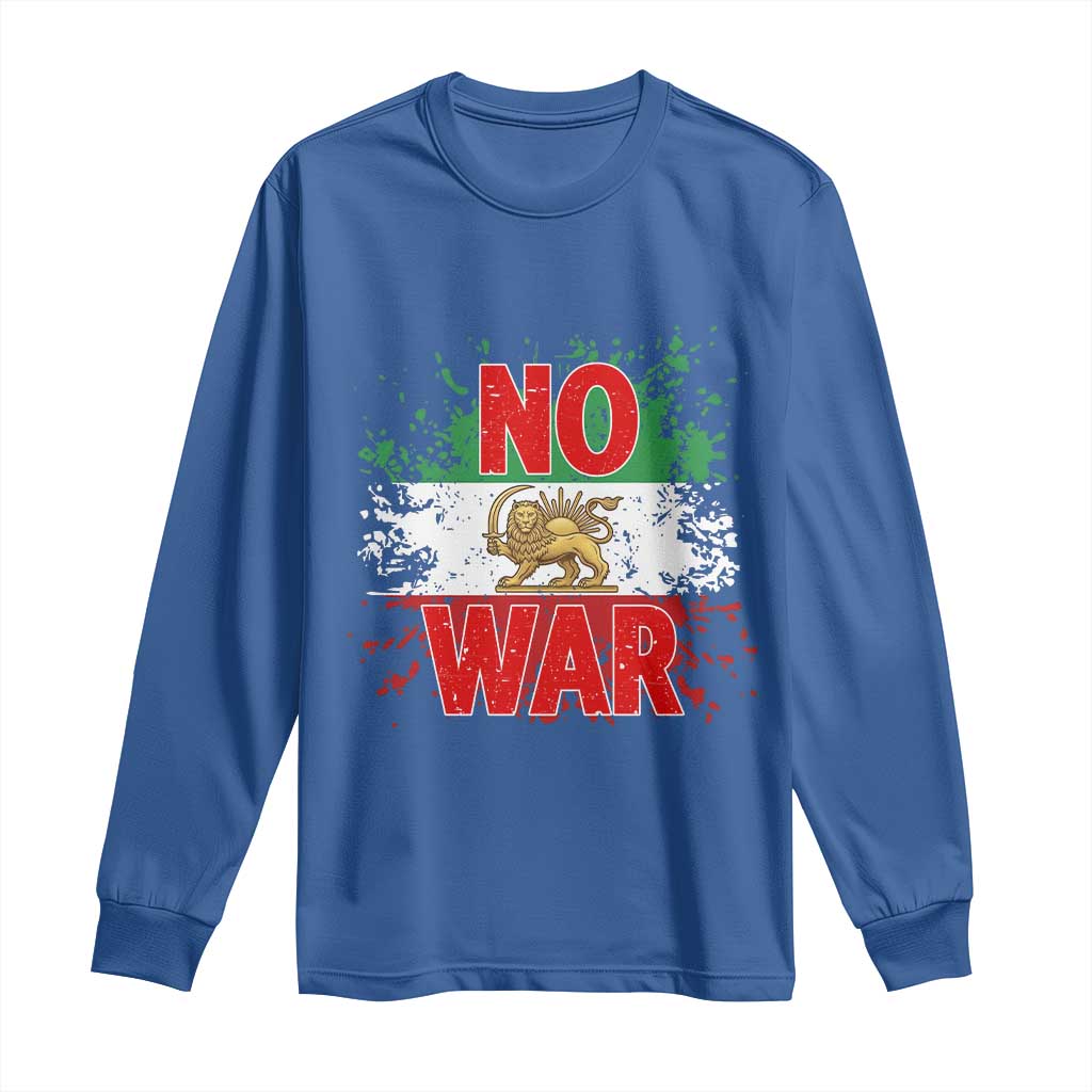 Free Iran Flag Long Sleeve Shirt No War Support Iranian Freedom