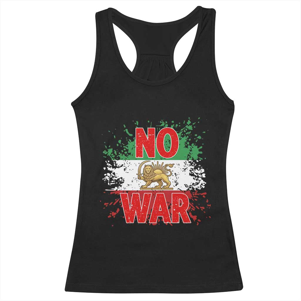 Free Iran Flag Racerback Tank Top No War Support Iranian Freedom