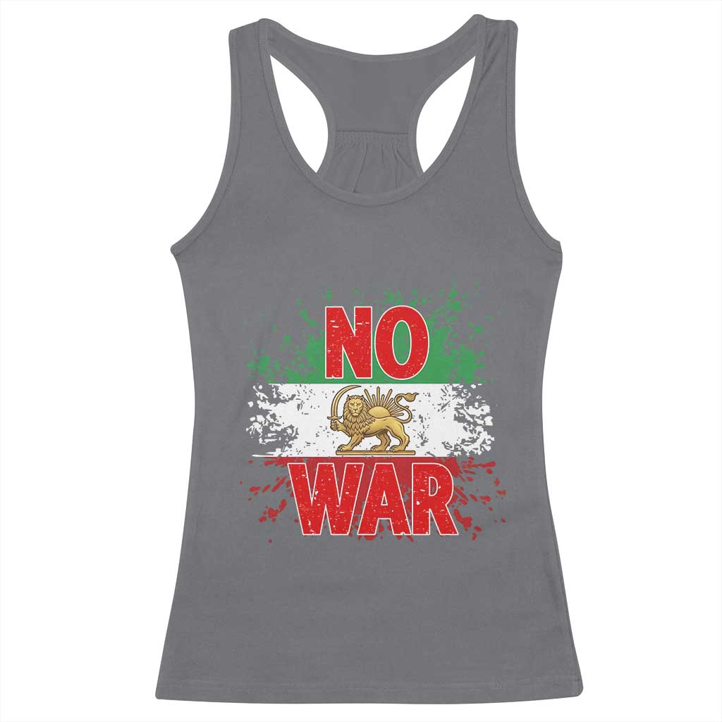 Free Iran Flag Racerback Tank Top No War Support Iranian Freedom