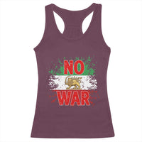 Free Iran Flag Racerback Tank Top No War Support Iranian Freedom
