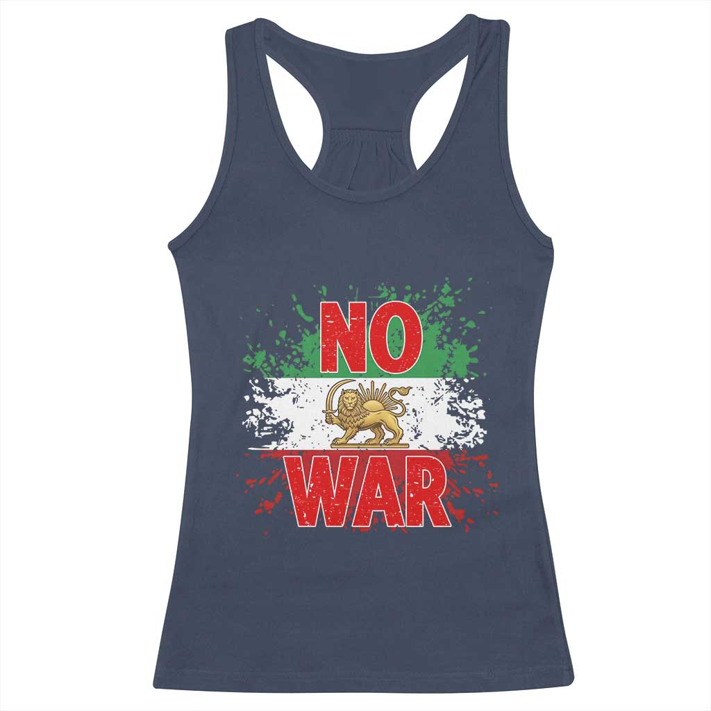Free Iran Flag Racerback Tank Top No War Support Iranian Freedom