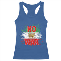Free Iran Flag Racerback Tank Top No War Support Iranian Freedom