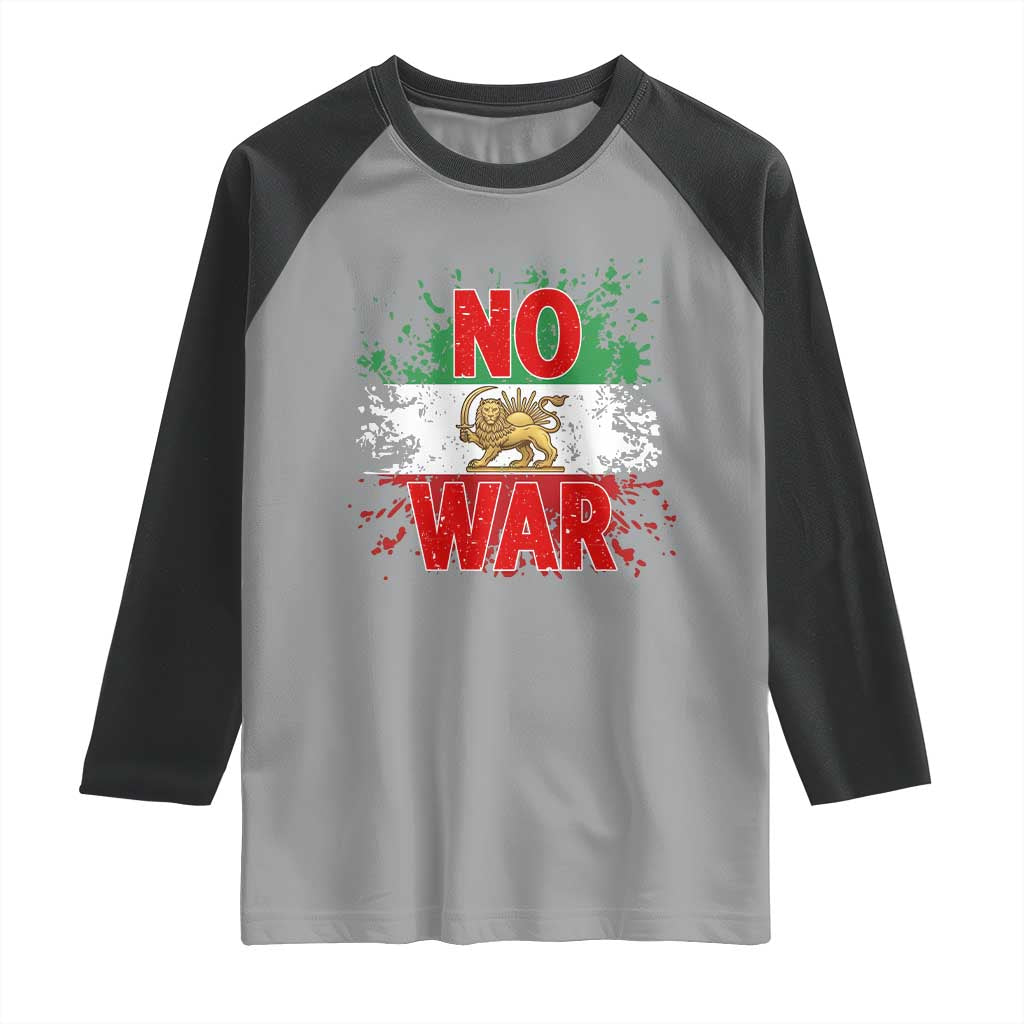 Free Iran Flag Raglan Shirt No War Support Iranian Freedom